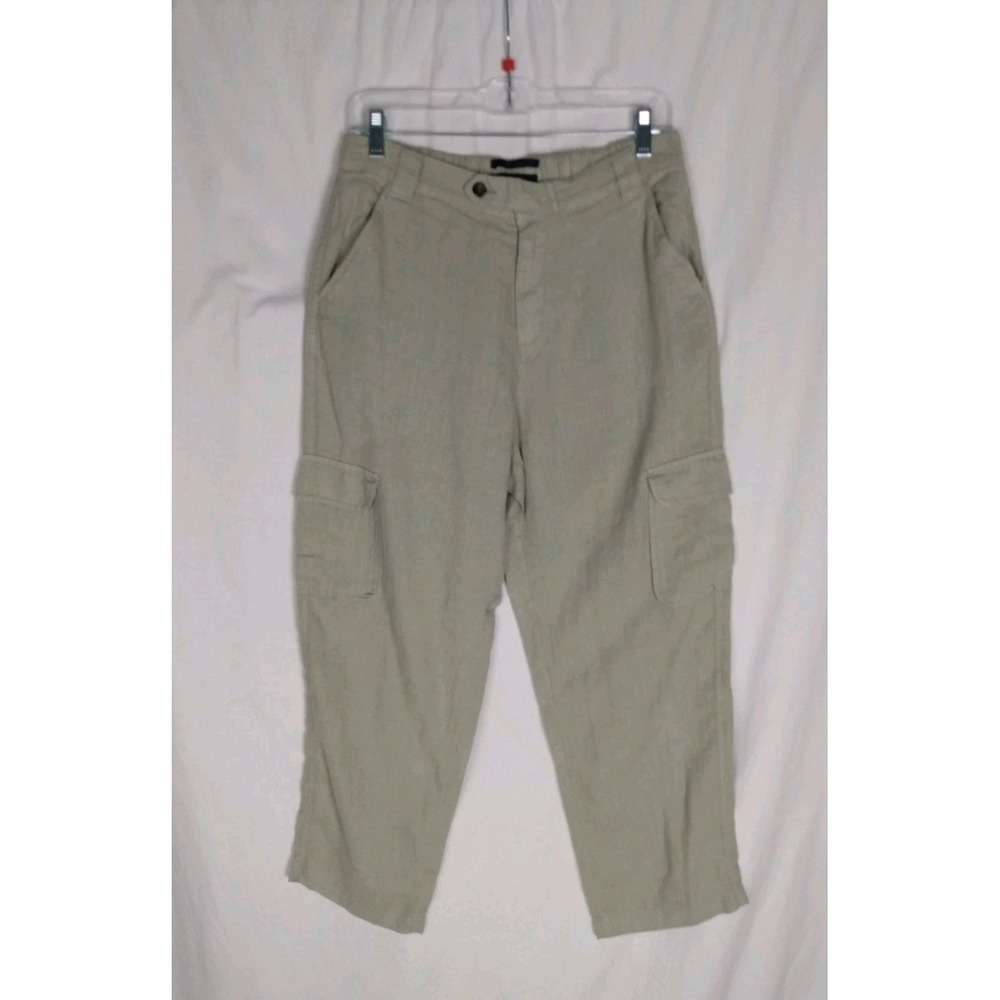 Rachel Roy  Green Women's Pants M Linen Cargo Straight Leg ‎ Coastal Khaki NWOT